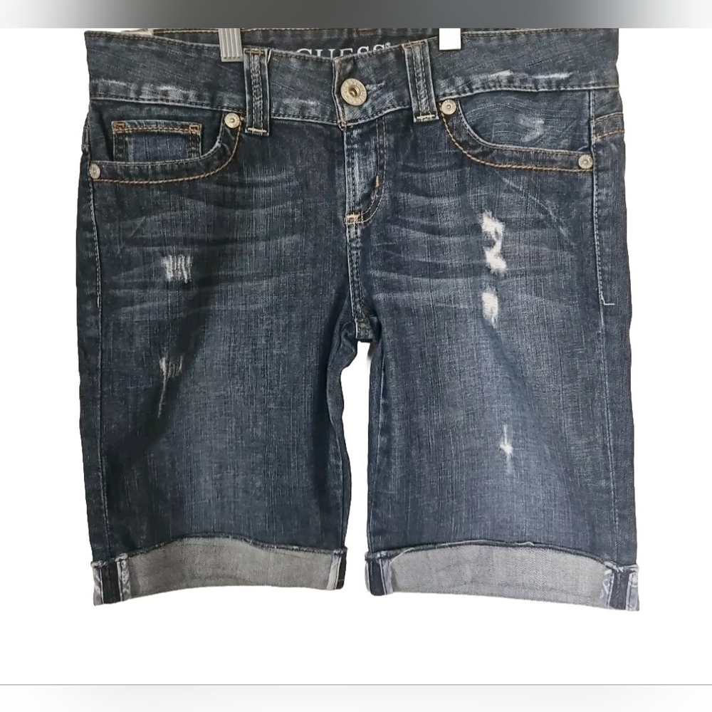 Guess, Women's Jean Shorts, Bermuda, Distressed, Low-Rise, Size 30
